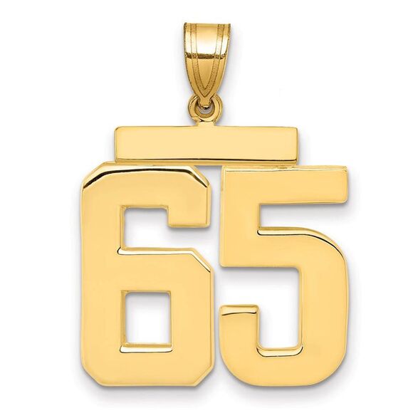 14k Yellow Gold Athletic Collection Large Polished Number 65 Pendant